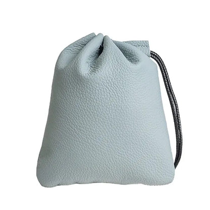 Vintage Secure Closure Wrist Loop Cowhide Drawstring Wallet