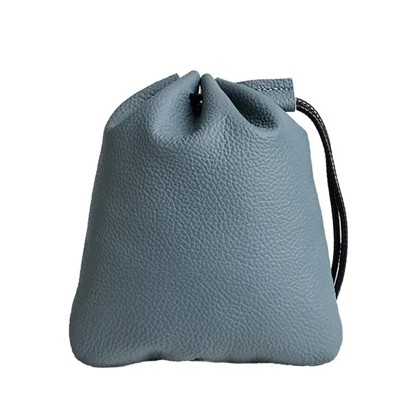 Vintage Secure Closure Wrist Loop Cowhide Drawstring Wallet