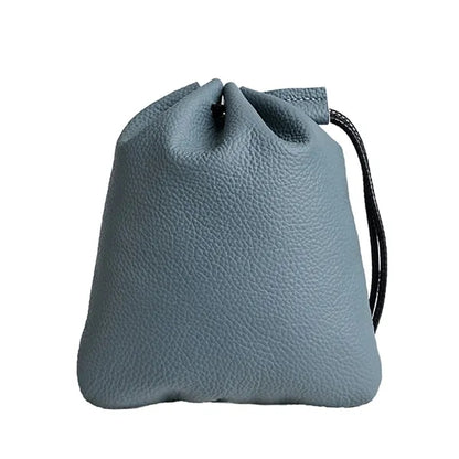 Vintage Secure Closure Wrist Loop Cowhide Drawstring Wallet