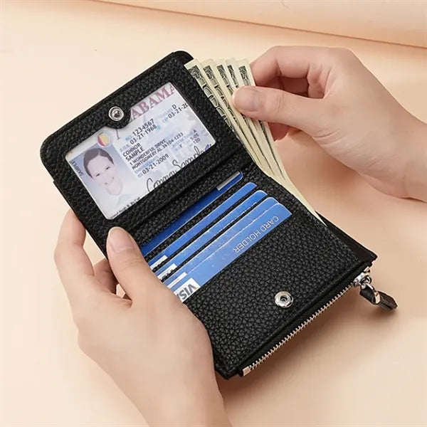 Expandable Multi-Pocket Secure Storage Leather Zipper Wallet