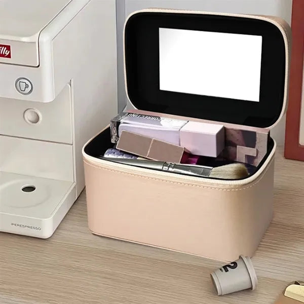 Stain-Resistant Waterproof PU HD Glass Mirror Makeup Bag