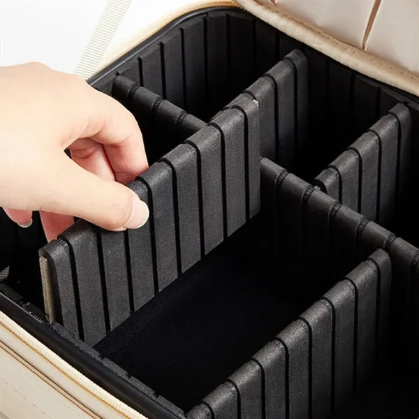 Adjustable Partitions 3D HD Mirror Waterproof PU Makeup Bag