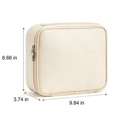 Adjustable Partitions 3D HD Mirror Waterproof PU Makeup Bag