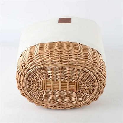 Foldable Eco-Friendly Storage Willow Basket with PU Handles