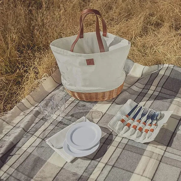 Foldable Eco-Friendly Storage Willow Basket with PU Handles