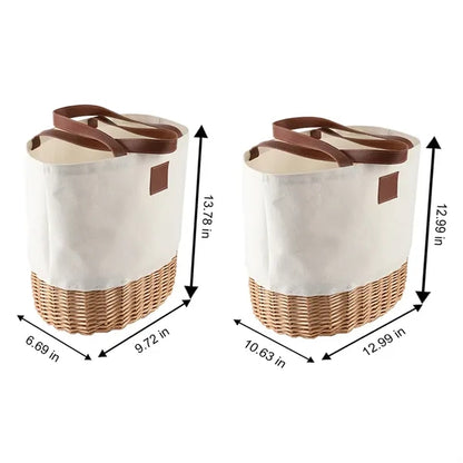 Foldable Eco-Friendly Storage Willow Basket with PU Handles