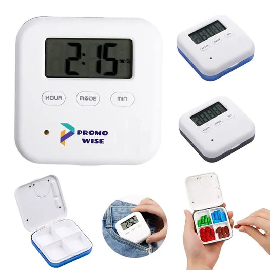 4 Compartments Digital Pill Box with Reminder Alarm Clock