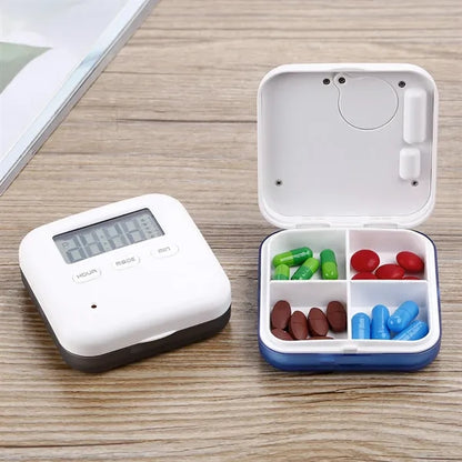 4 Compartments Digital Pill Box with Reminder Alarm Clock