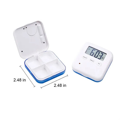 4 Compartments Digital Pill Box with Reminder Alarm Clock
