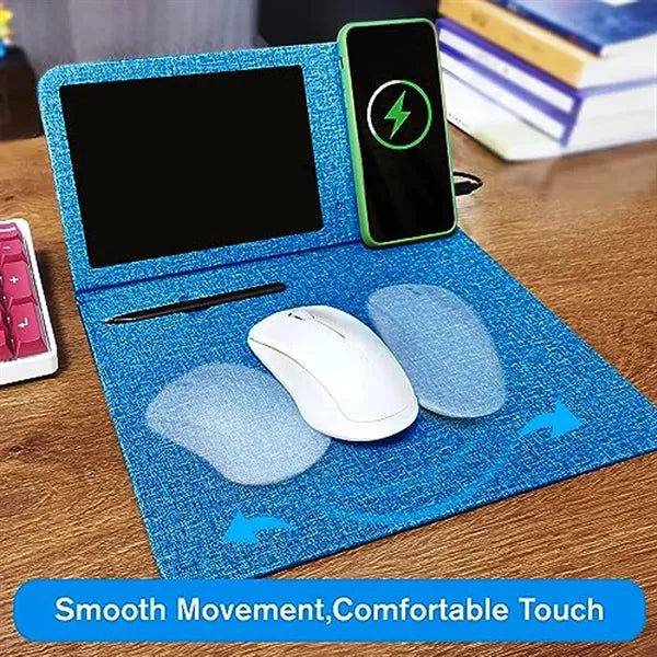 Foldable PU Wireless Charger Mouse Pad with LCD Screen
