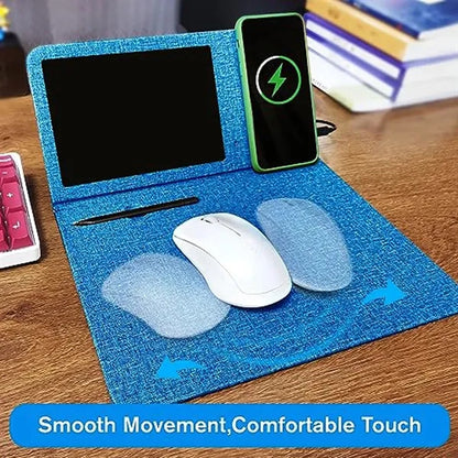 Foldable PU Wireless Charger Mouse Pad with LCD Screen