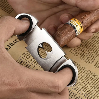 Ergonomic Pull-Switch Dual-Blade Plastic Cigar Cutter
