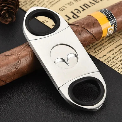 Ergonomic Pull-Switch Dual-Blade Plastic Cigar Cutter