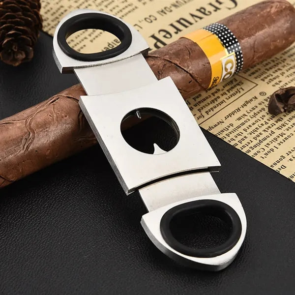 Ergonomic Pull-Switch Dual-Blade Plastic Cigar Cutter