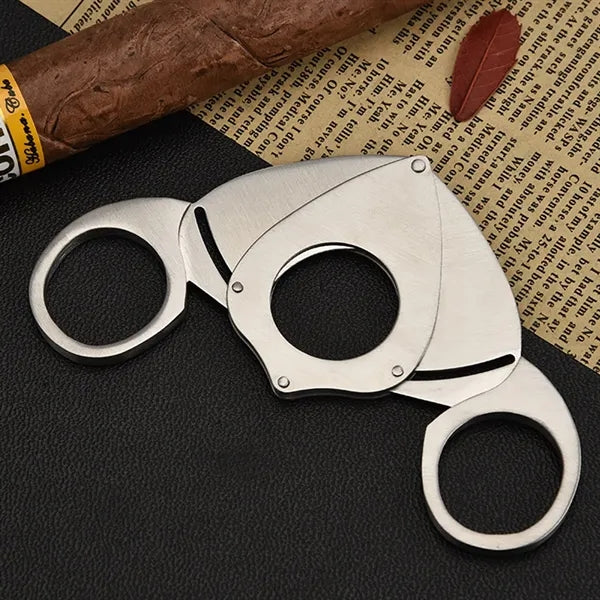 Dual Blades Ergonomic Handle Stainless Steel Cigar Cutter