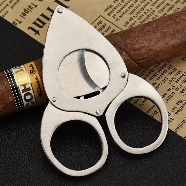 Dual Blades Ergonomic Handle Stainless Steel Cigar Cutter