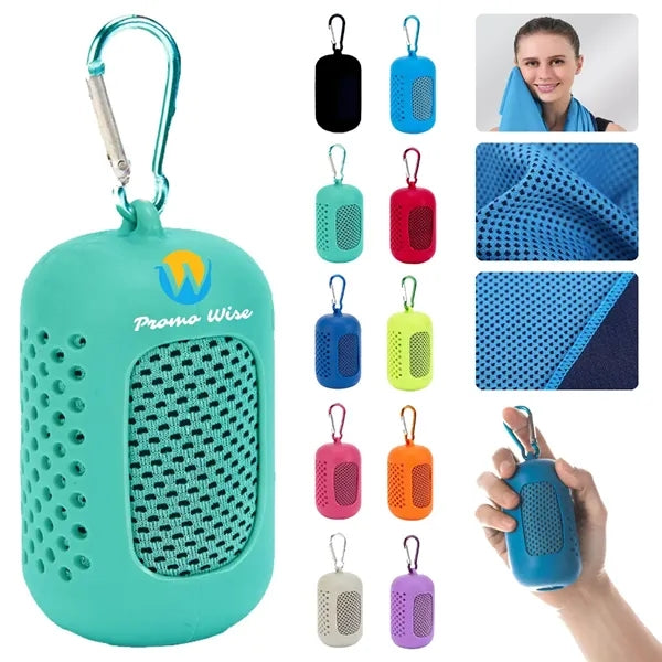 Quick-Dry Instant Cooling Towel with Carabiner Clip and Case