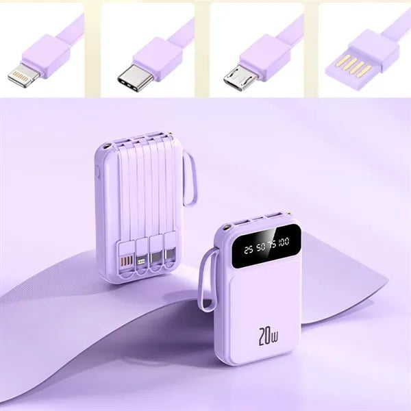10,000mAh Power Bank with LCD Display and Flashlight