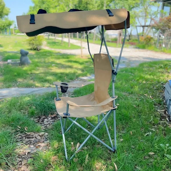 Collapsible Adjustable Camping Chair with Sunshade Canopy