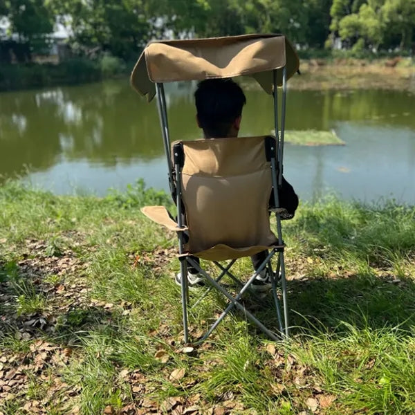 Collapsible Adjustable Camping Chair with Sunshade Canopy
