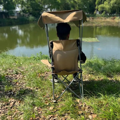 Collapsible Adjustable Camping Chair with Sunshade Canopy
