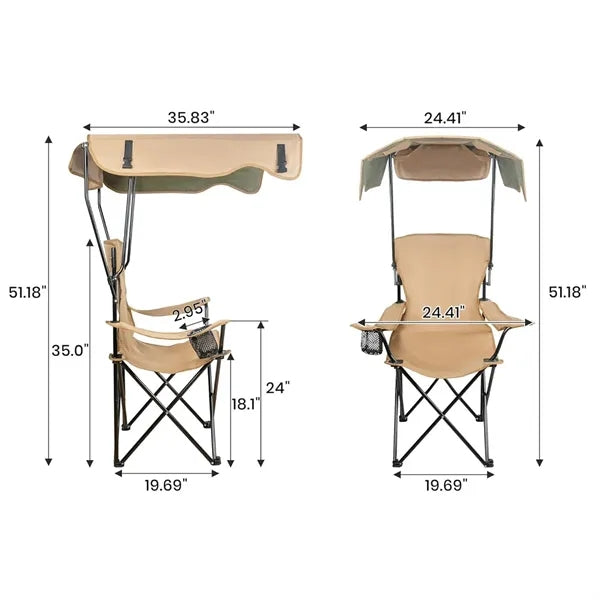 Collapsible Adjustable Camping Chair with Sunshade Canopy