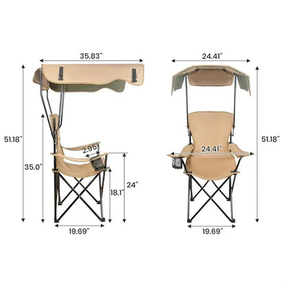 Collapsible Adjustable Camping Chair with Sunshade Canopy