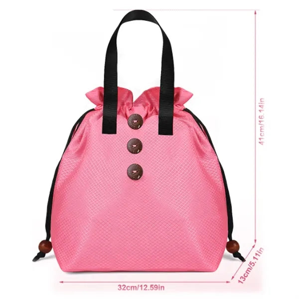 Spacious Waterproof Lining Drawstring Closure Bento Bag