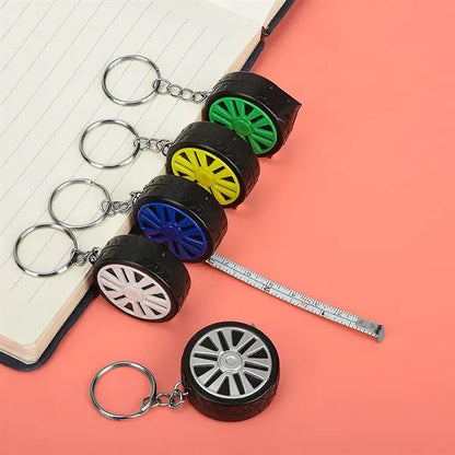 Mini Tape Measure Keychain in Tire Design