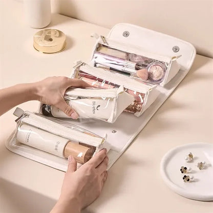 Roll up Hanging Makeup Bag Leather
