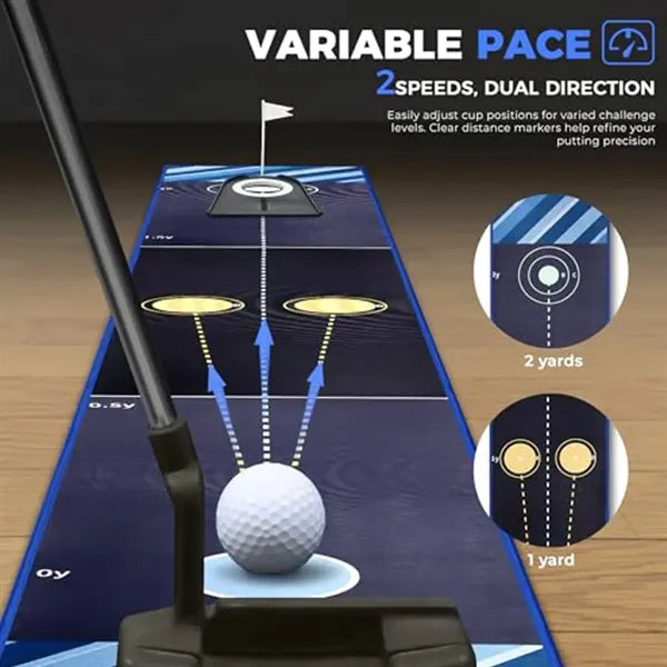 94.5" Non-Slip Dual Cup Design Portable Golf Putting Mat