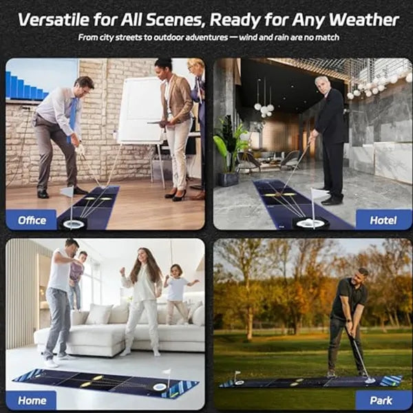 94.5" Non-Slip Dual Cup Design Portable Golf Putting Mat