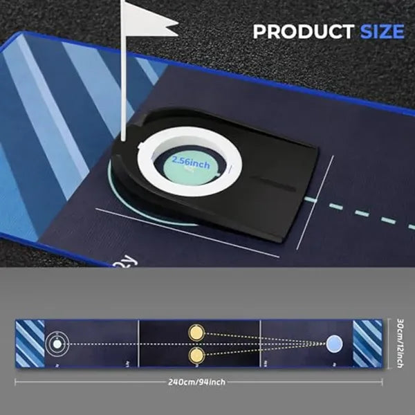 94.5" Non-Slip Dual Cup Design Portable Golf Putting Mat
