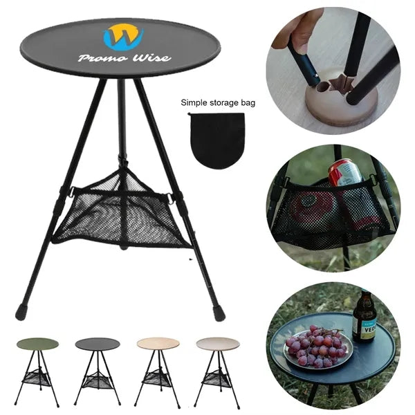Foldable Camping Round Table Liftable with Two Height Levels