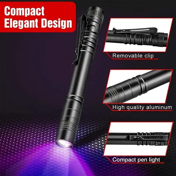 Handheld UV Penlight Flashlight with Clip LED Light