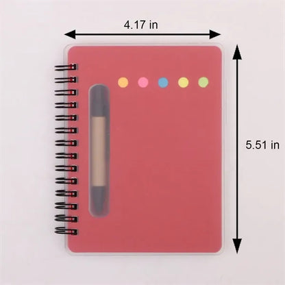Spiral Book with Built-In Pen and Various Sticky Notepads