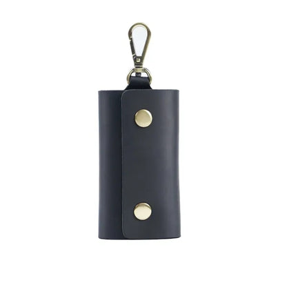 6-Hook Compact Leather Snap Closure Design Vintage Key Pouch