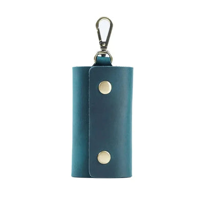 6-Hook Compact Leather Snap Closure Design Vintage Key Pouch