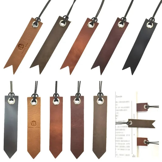 Long Tassel Crazy Horse Leather Vintage Reading Bookmarks