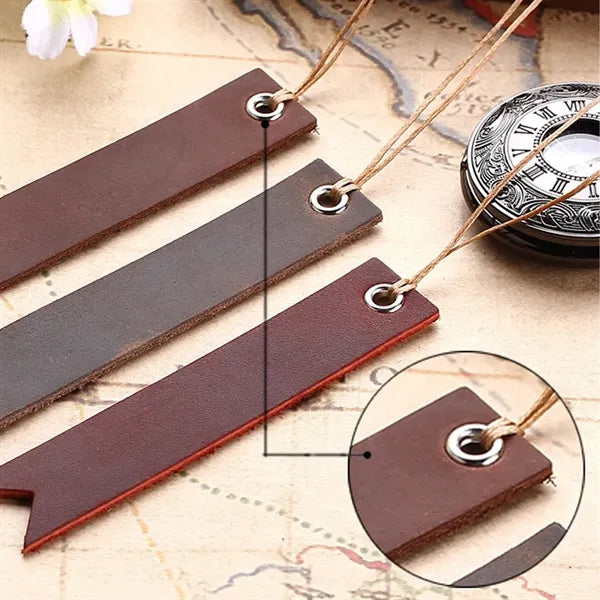 Long Tassel Crazy Horse Leather Vintage Reading Bookmarks
