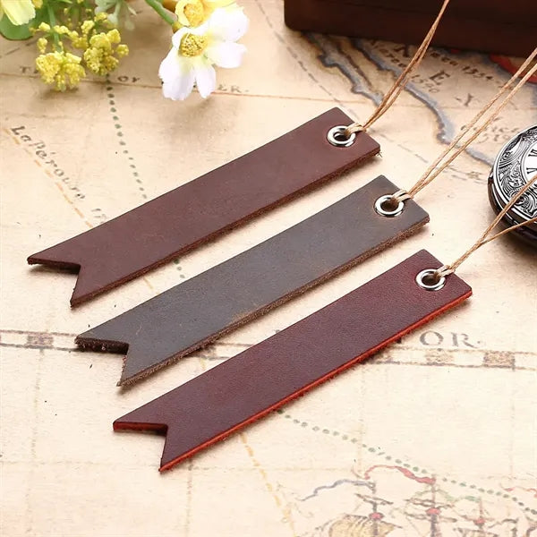 Long Tassel Crazy Horse Leather Vintage Reading Bookmarks