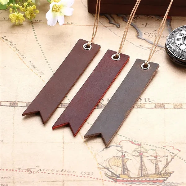 Long Tassel Crazy Horse Leather Vintage Reading Bookmarks