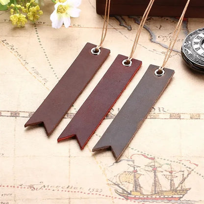 Long Tassel Crazy Horse Leather Vintage Reading Bookmarks