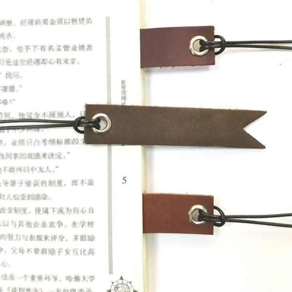 Long Tassel Crazy Horse Leather Vintage Reading Bookmarks