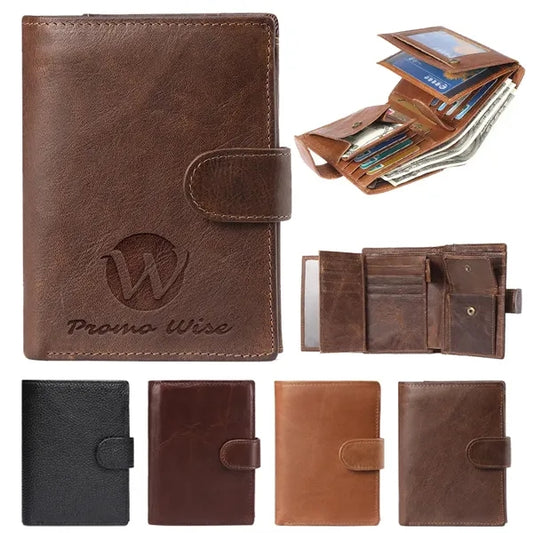 Genuine Leather Large Capacity RFID Blocking Short Wallet