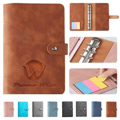 A6 PU Leather Refillable Notebook with Stick and Card Slots