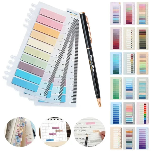 Colorful Transparent Waterproof Sticky Tabs Set with Pen