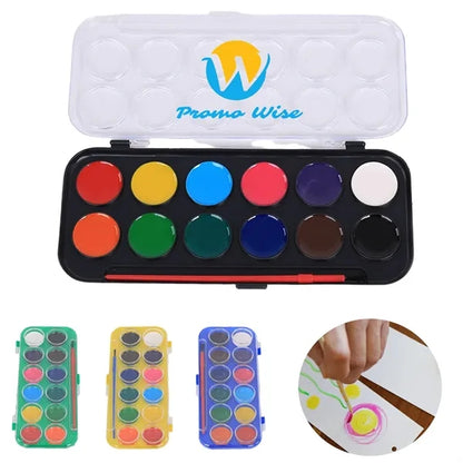 12-Color Blendable Rewettable Watercolor Set Portable Case