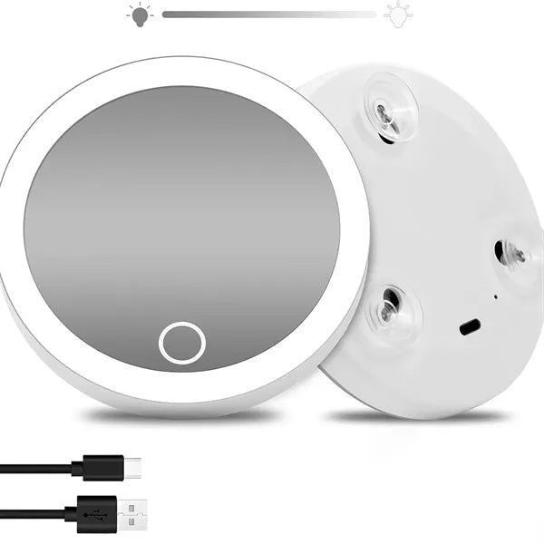 Portable Rechargeable Magnifying Mirror with Dimmable Light