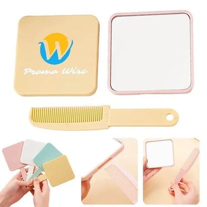 2-in-1 Hidden Design Non-Slip Portable Makeup Mirror Comb